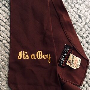 “ITS A BOY” TIE VINTAGE BROWN SENECA  CRAVATS birth announcement fun mens wear